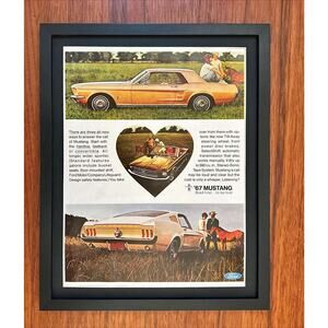 Framed 1967 Ford Mustang Hardtop 1966 Print Ad Fastback Vintage